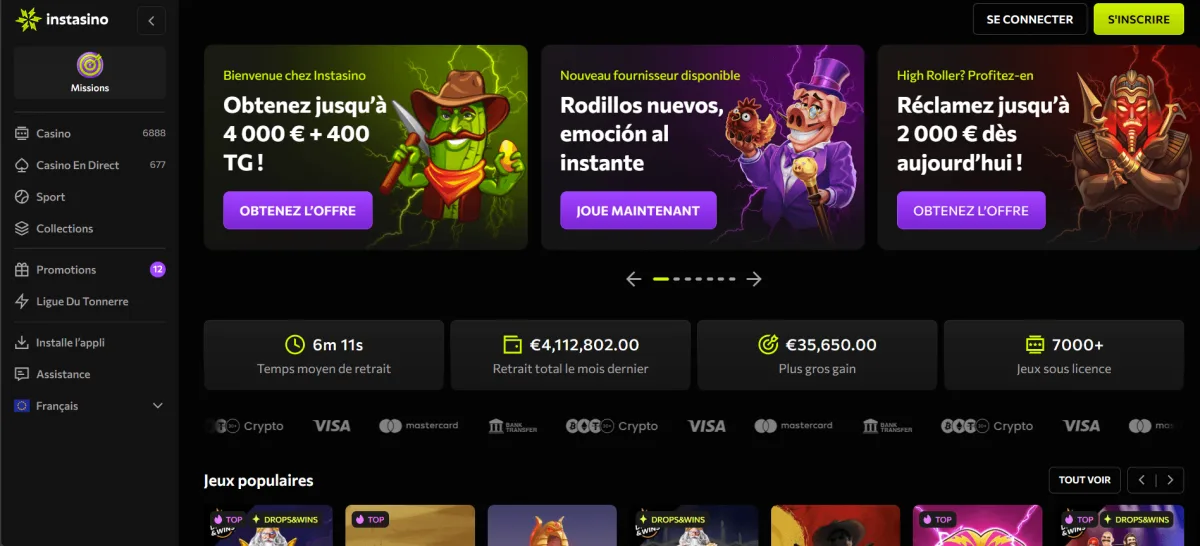 Instasino homepage depot visa casino