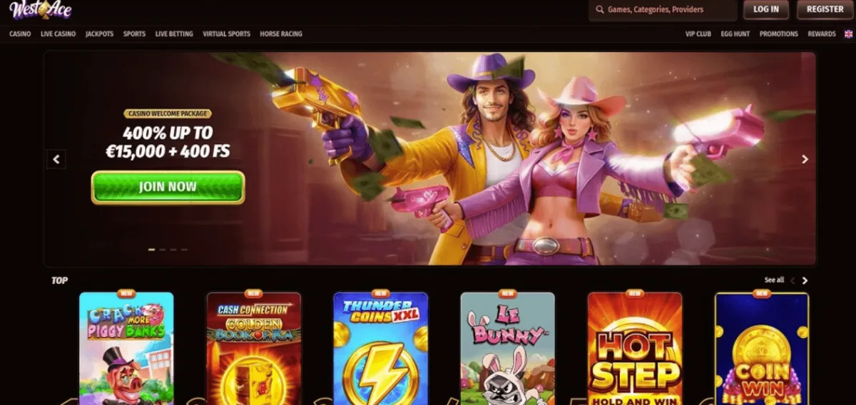 WestAce homepage casino acceptant visa